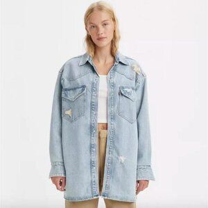 Levi s Relaxed Snap Up Denim Shirt Jacket  Small